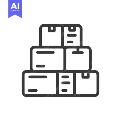 Stacked Shipping Boxes Icon: Minimalist Line Art Illustration