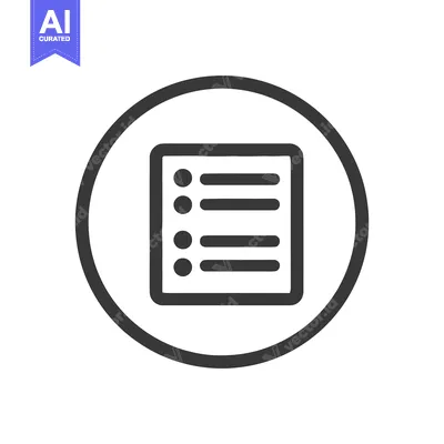Aset premium populer: List Icon in Circle, Dark Gray on White Background, Simple Design