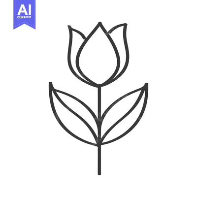 Aset premium populer: A Simple Black Outlined Tulip Depicted On A White Background