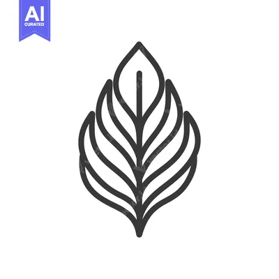 Aset desain premium: A simplified monochrome illustration of a symmetrical leaf shape