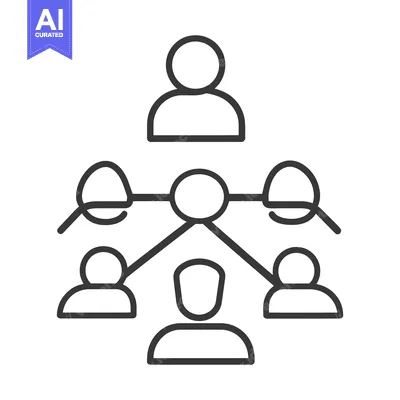 Popular premium asset: Simple black and white diagram representing a network of people