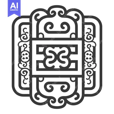 An Intricate Geometric Decorative Design Featuring Curlicues and Squar