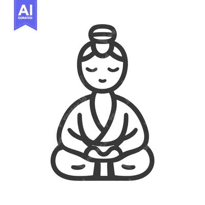 Aset desain premium: An illustrated outline of a person meditating in a lotus position