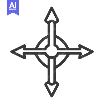 Aset premium populer: A simple directional compass icon shows four possible directions of tr