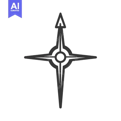 Premium design asset: Black and white star shaped geometric symbol on a white backdrop
