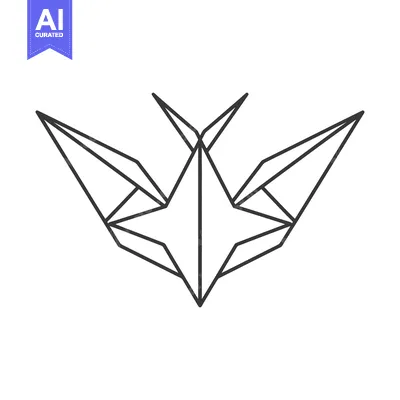 Popular premium asset: Geometric minimalist black outline depicting a stylized paper crane de