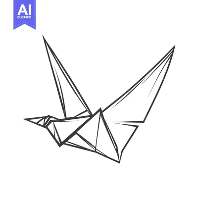 Aset desain premium: An origami paper bird shown mid flight in a simple illustrative design
