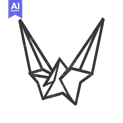 Popular premium asset: An abstract geometric origami bird graphic art illustration in graysca