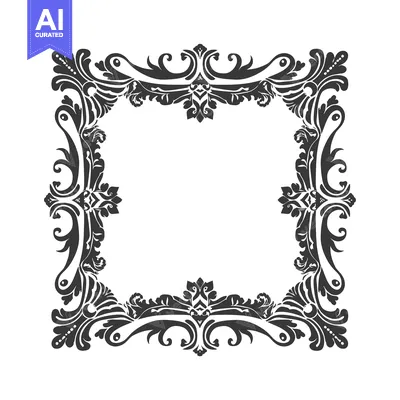 Aset desain premium: Ornamental Black and White Floral Frame