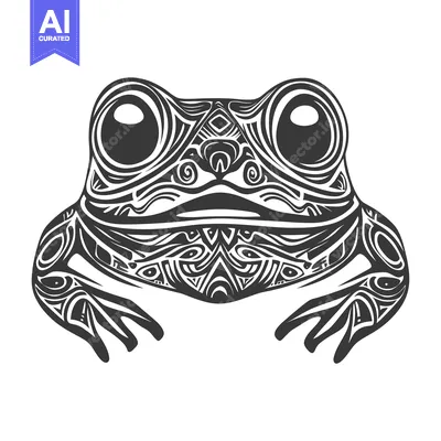 Aset premium populer: Ornamental Black and White Frog Illustration