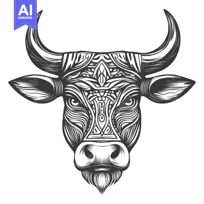 Popular premium asset: Ornamental Bull Head with Detailed Linework