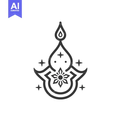Ornamental Candle with Stars and a Flower