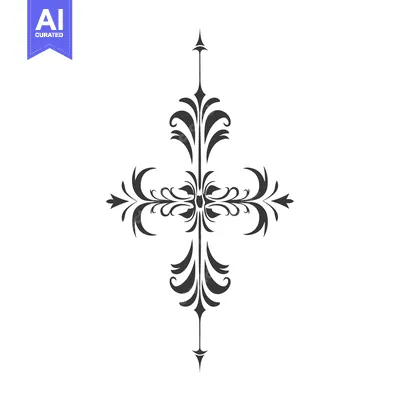 Premium design asset: Ornamental Cross with Floral Elements