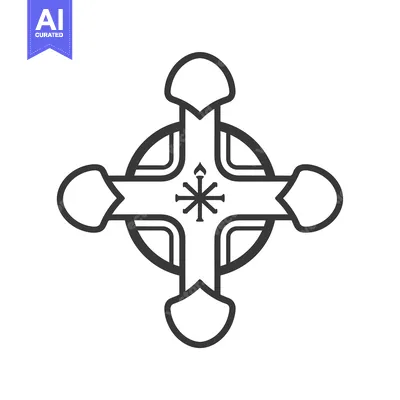 Aset desain premium: Ornamental Cross with Snowflake and Circular Design