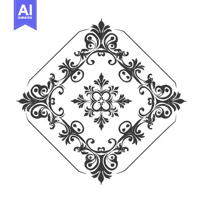 Aset desain premium: Ornamental Design with a Diamond Shape and Floral Motifs