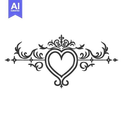 Aset desain premium: Ornamental design with heart in the center