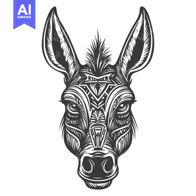 Premium design asset: Ornamental Donkey Head Illustration