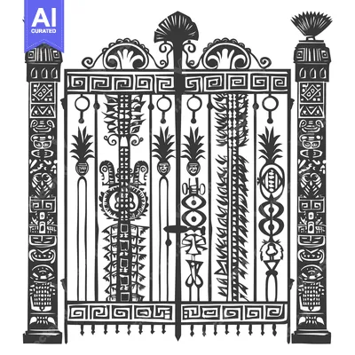 Ornamental Gate with Elaborate Carvings and Totems