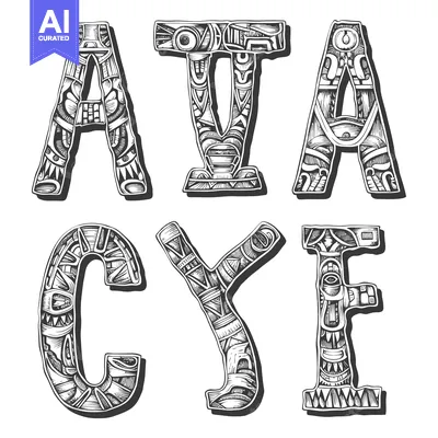 Aset premium populer: Ornamental Hand-Drawn Letters A, I, A, C, Y, F