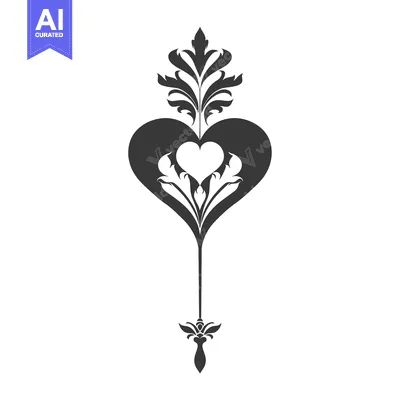 Popular premium asset: Ornamental Heart with Floral Design and a Pointy Tail