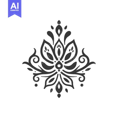 Aset desain premium: A symmetrical floral design featuring delicate artistic ornamentation