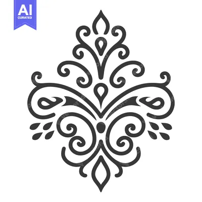 Aset premium populer: A symmetrical decorative flourish design with flowing ornamental eleme