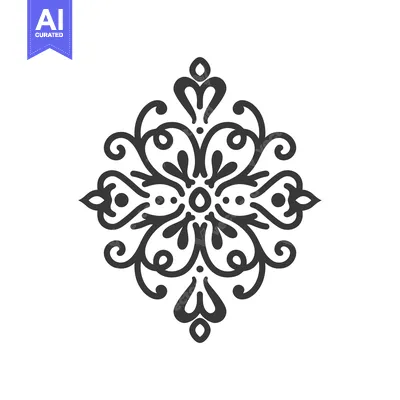 Aset premium populer: An elegant symmetrical floral pattern design on a white background