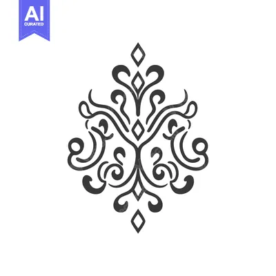 Popular premium asset: Decorative symmetrical dark floral pattern on a white background