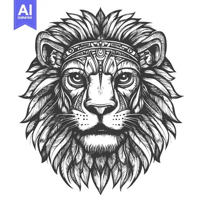 Aset premium populer: Ornamental Lion Head with Intricate Design