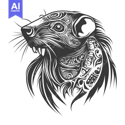 Aset premium populer: Ornamental Rat Head with Intricate Detail