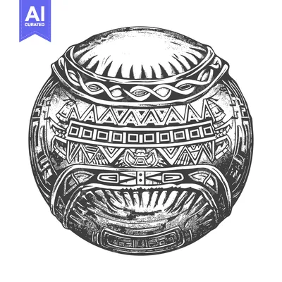 Aset desain premium: Ornamental Sphere with Geometric Patterns and Intricate Designs