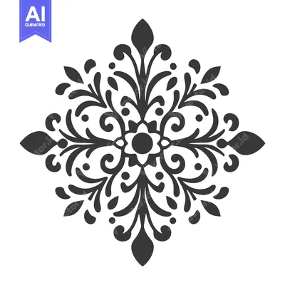 Symmetrical floral design composed of leaves and ornate embellishments