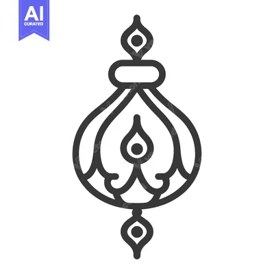 Aset desain premium: An ornate decorative hanging ornament with abstract symmetrical design