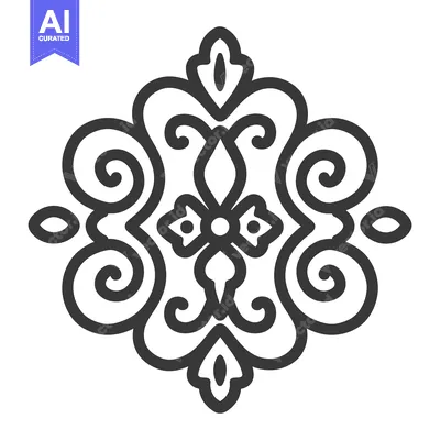 Aset premium populer: Symmetrical black and white decorative floral design element