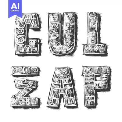 Popular premium asset: Ornate Alphabet Letters in Black and White Style
