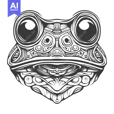 Popular premium asset: Ornate and Detailed Black and White Frog Illustration