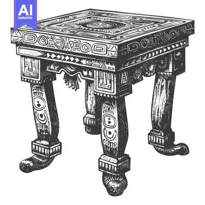 Ornate Aztec Table with Intricate Carvings