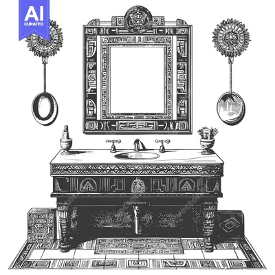 Ornate Bathroom Vanity with Intricate Mayan-Inspired Design