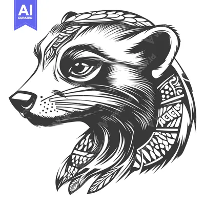Aset premium populer: Ornate Black and White Animal Portrait