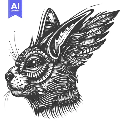 Popular premium asset: Ornate Black and White  Animal with Winged Ear