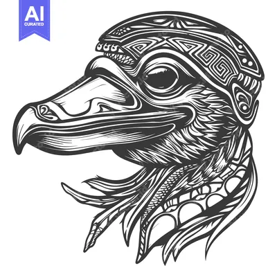 Popular premium asset: Ornate Black and White Bird Head with Geometric Patterns