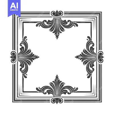 Premium design asset: Ornate Black and White Decorative Frame with Floral Motifs