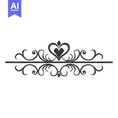 Aset premium populer: Ornate Black and White Design with Heart and Swirls