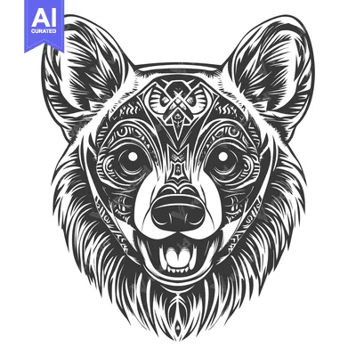 Popular premium asset: Ornate Black and White Dog Head with Geometric Patterns