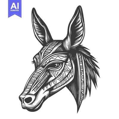 Aset premium populer: Ornate Black and White Donkey Head Illustration