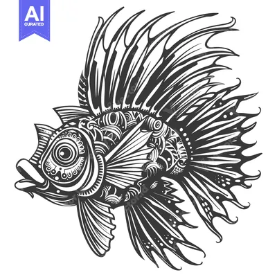 Popular premium asset: Ornate Black and White Fish with Spiky Fins