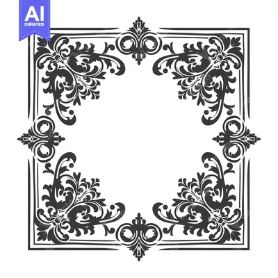 Premium design asset: Ornate black and white floral border frame