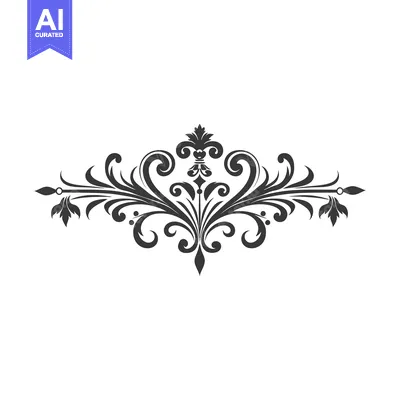 Aset desain premium: Ornate black and white floral design element