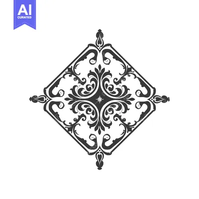 Popular premium asset: Ornate Black and White Floral Design in a Diamond Shape