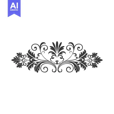 Aset desain premium: Ornate Black and White Floral Design with Swirls